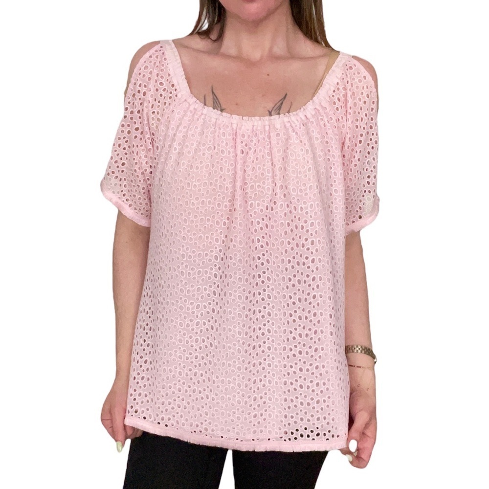 LILLY PULITZER Lillette Top In Paradise Tint Eyelet Crinkle Chiffon XS